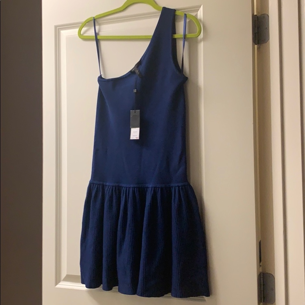 NWT BCBG Stretchy Blue One Shoulder Dress